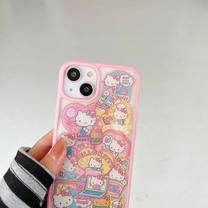 Japanese Cartoon KT Stickers Pink iPhone Case 11 12 13 14 Pro Promax