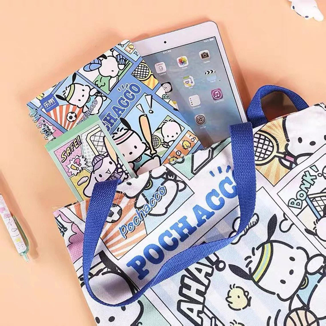 Sanrio Hello Kitty Comics Style Tote Bag with Zipper