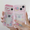 Japanese Cartoon KT with Bears Little Twin Stars with friends Pink Card Photo Holder iPhone Case 7 8 PLUS X 11 12 13 14 15 16 Pro Promax