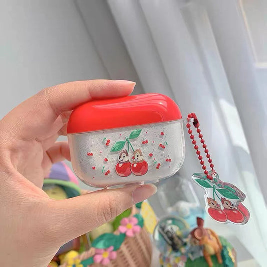 Cute Squirrel Chip Dale with Cherry AirPods AirPodsPro AirPods3 AirPodsPro2 Case Red and White
