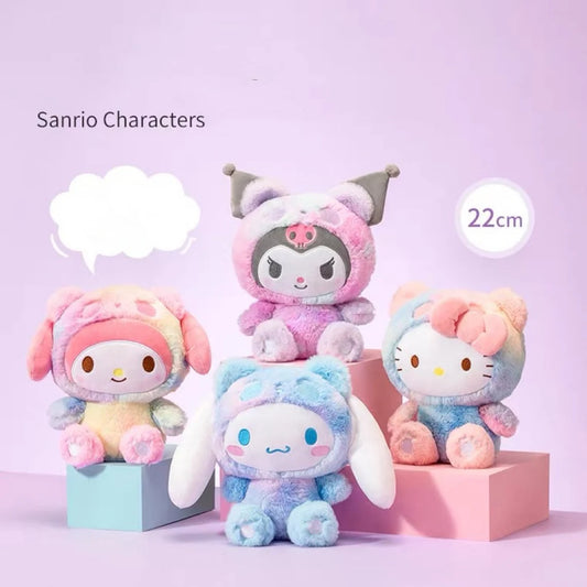 Sanrio Rainbow Panda Hello Kitty Melody Kuromi Cinnamoroll 22cm Plush Doll