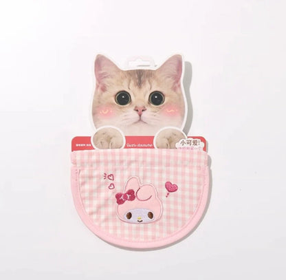 Pet Bib for Cat and Small Dog Hello Kitty My Melody Kuromi Cinnamoroll Pompompurin Pochacco Accessory Embroidery Collar