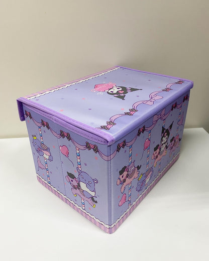 Sanrio Merry Go Round Storage Box with Cover | Hello Kitty My Melody Kuromi Little Twin Stars Cinnamoroll Sanrio Friends - Bedroom Girl Gift