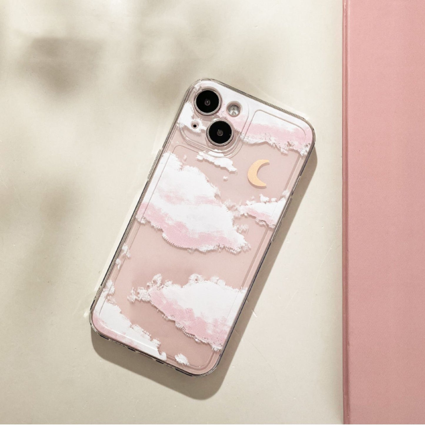 Pink Clouds with Moon iPhone Case 6 7 8 PLUS SE2 XS XR X 11 12 13 14 15 Pro Promax 12mini 13mini