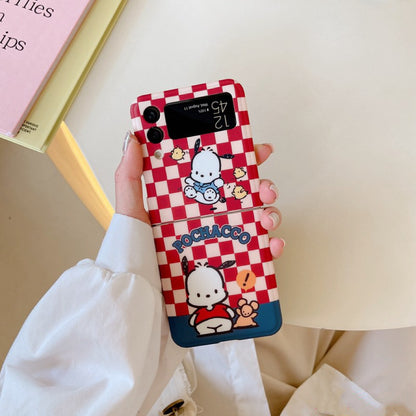 Japanese Cartoon Samsung Galaxy Z Flip 3 4 5 W23 Filp PC Red Checkered & Ice Cream Phone Case