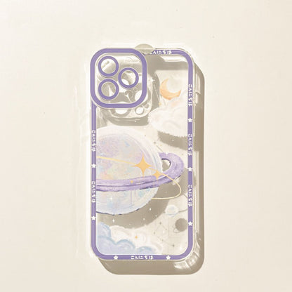 Pastel Purple Dream Planet Saturn iPhone Case 6 7 8 PLUS SE2 XS XR X 11 12 13 14 15 Pro Promax 12mini 13mini
