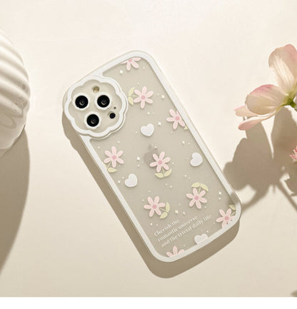 Korea Style Flower With Heart Lady iPhone Case XS XR X 11 12 13 14 Pro Promax
