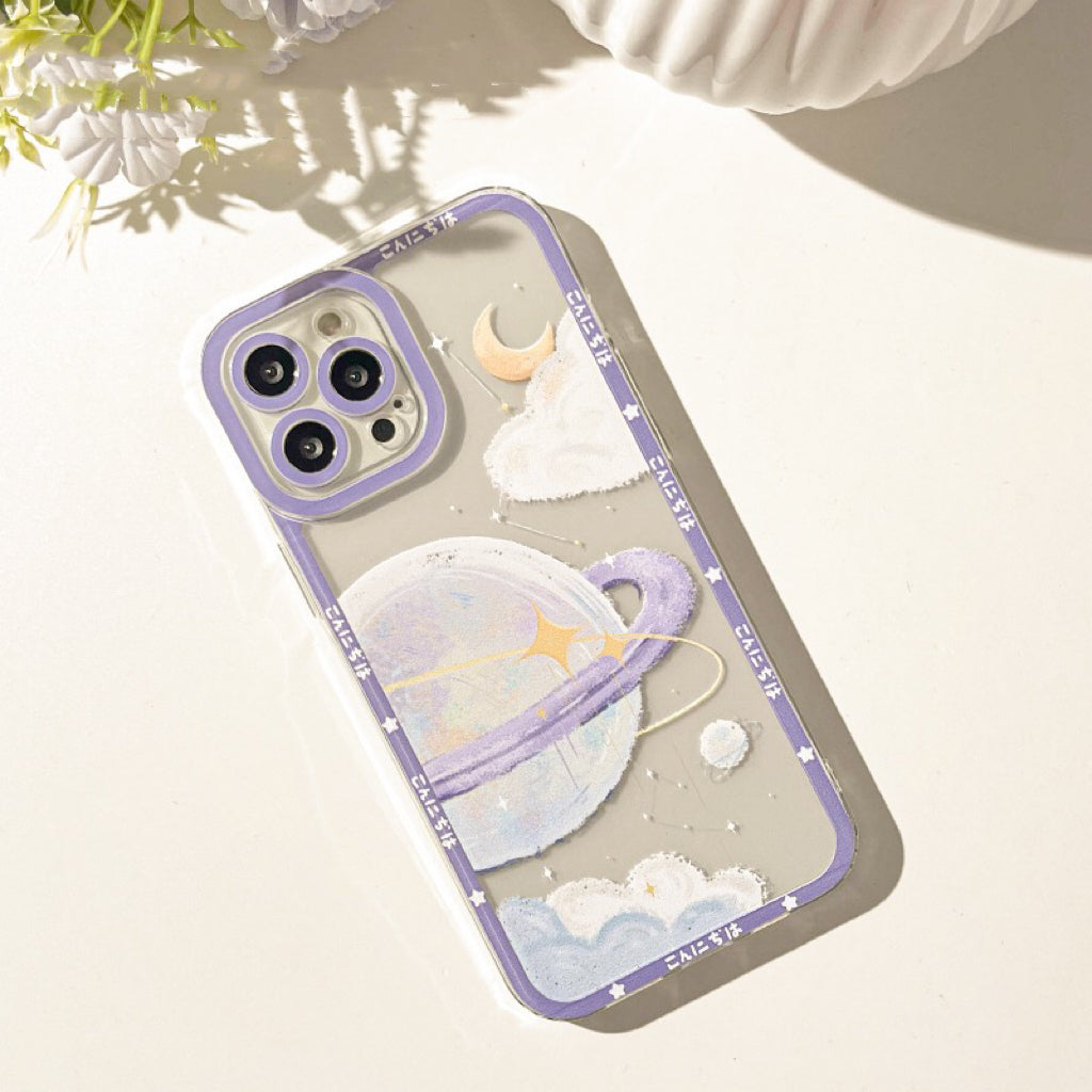 Pastel Purple Dream Planet Saturn iPhone Case 6 7 8 PLUS SE2 XS XR X 11 12 13 14 15 Pro Promax 12mini 13mini