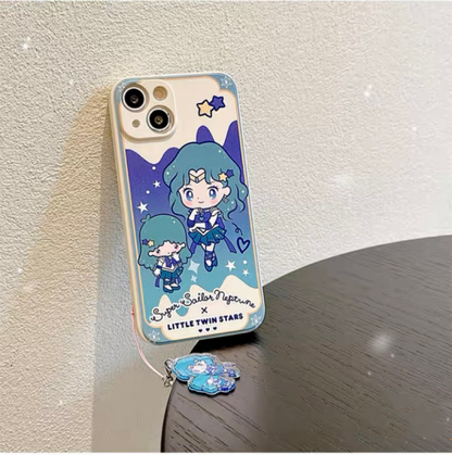 White Japanese Cartoon Sailor Girl X Little Twin Stars Piano PC iPhone Case 6 7 8 PLUS SE2 XS XR X 11 12 13 14 15 Pro Promax 12mini 13mini
