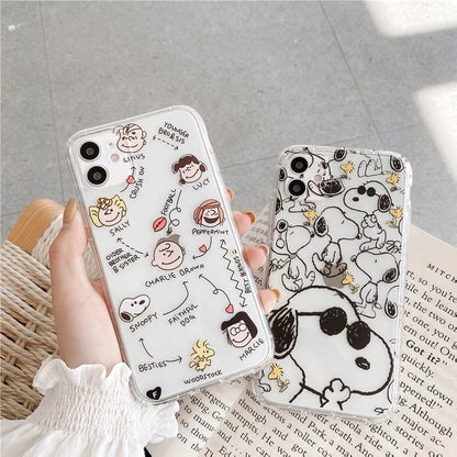 Cartoon Design Cute White Dog and Friends Charlie Sally Linus iPhone Case 6 7 8 PLUS SE2 XS XR X 11 12 13 14 Pro Promax