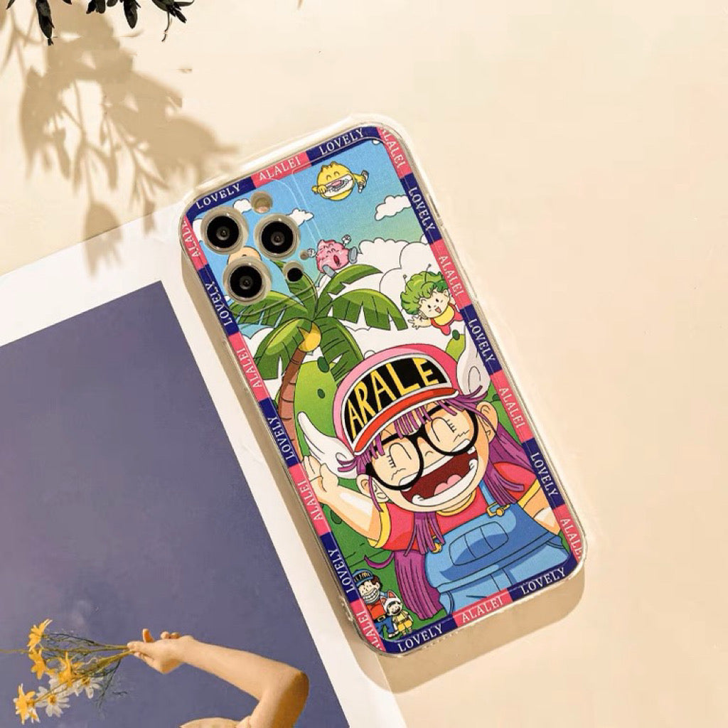 Japanese Cartoon Robot Girl Arale Say Hi iPhone Case 6 7 8 PLUS SE2 XS XR X 11 12 13 14 15 Pro Promax 12mini 13mini