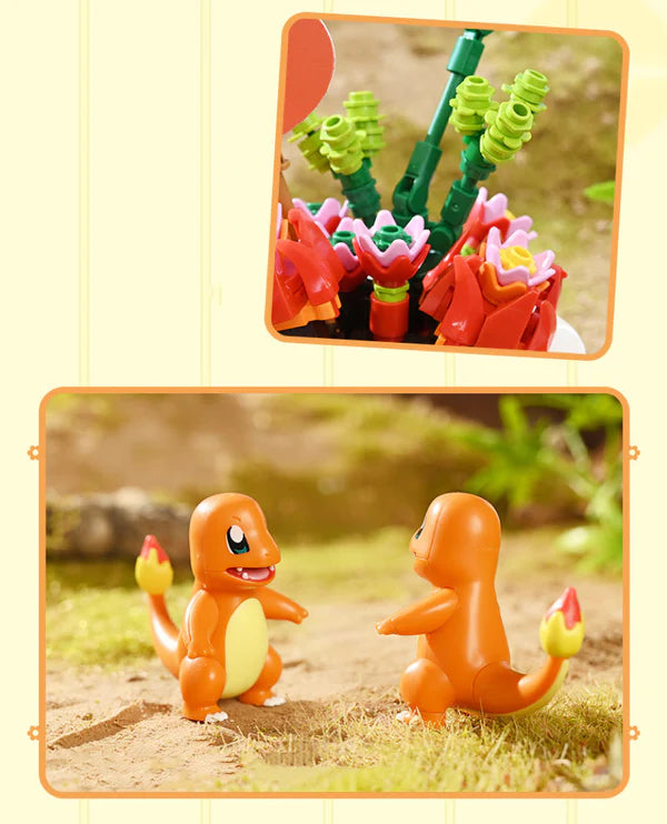 Pokemon Charmander Flowerpot Potted Plant Building Blocks Toy Collections