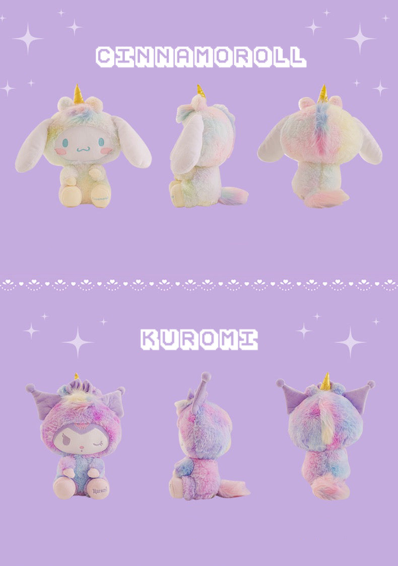Sanrio Unicorn Party Dress My Melody Kuromi Cinnamoroll Plush Doll