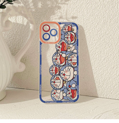 Japanese Cartoon Full Blue Robot Cat Doraemon iPhone Case 6 7 8 PLUS SE2 XS XR X 11 12 13 14 15 Pro Promax 12mini 13mini