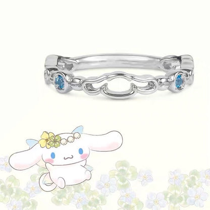Sanrio Cinnamoroll with Blue Stone 925 Sterling Silver Ring with Ring Box