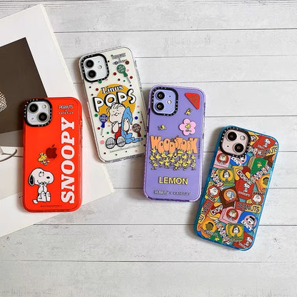 Cartoon Design Cute White Dog and Friends Charlie Sally Linus Colourful iPhone Case 6 7 8 PLUS SE XS XR X 11 12 13 14 15 Pro Pro Max