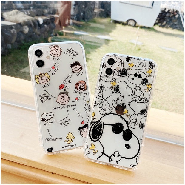 Cartoon Design Cute White Dog and Friends Charlie Sally Linus iPhone Case 6 7 8 PLUS SE2 XS XR X 11 12 13 14 Pro Promax