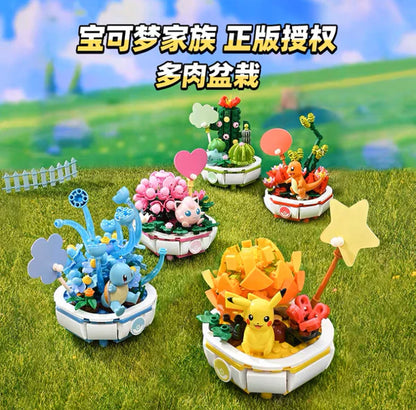 Pokemon Bulbasaur Flowerpot Potted Plant Building Blocks Toy Collections
