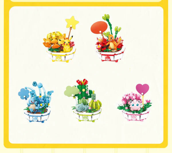 Pokemon Squartle Flowerpot Potted Plant Building Blocks Toy Collections