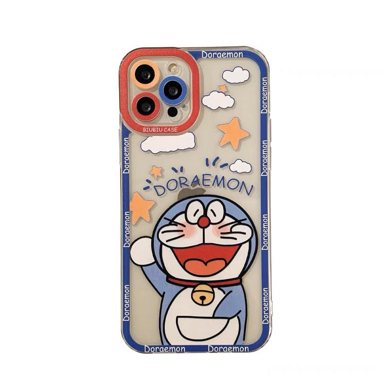 Japanese Cartoon Blue Robot Cat Doraemon Say Hi iPhone Case 6 7 8 PLUS SE2 XS XR X 11 12 13 14 15 Pro Promax 12mini 13mini