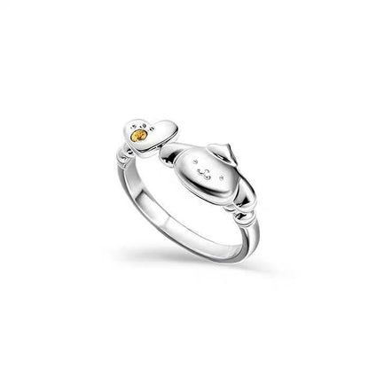 Sanrio Pompompurin 925 Sterling Silver Ring Gold & Silver with Ring Box