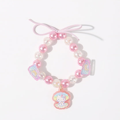 Sanrio Hello Kitty My Melody Kuromi Cinnamoroll Pompompurin Oceam Pearl Hair Tie & Bracelet with Leather Ribbon