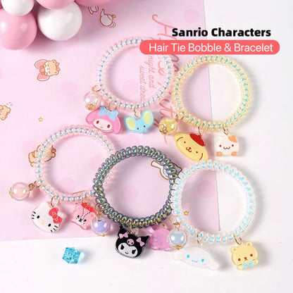 Sanrio Hello Kitty My Melody Kuromi Cinnamoroll Pompompurin Pochacoo Hair Tie Bobble & Bracelet