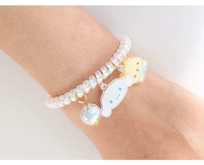 Sanrio Hello Kitty My Melody Kuromi Cinnamoroll Pompompurin Pochacoo Hair Tie Bobble & Bracelet