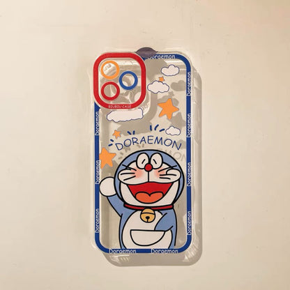 Japanese Cartoon Blue Robot Cat Doraemon Say Hi iPhone Case 6 7 8 PLUS SE2 XS XR X 11 12 13 14 15 Pro Promax 12mini 13mini