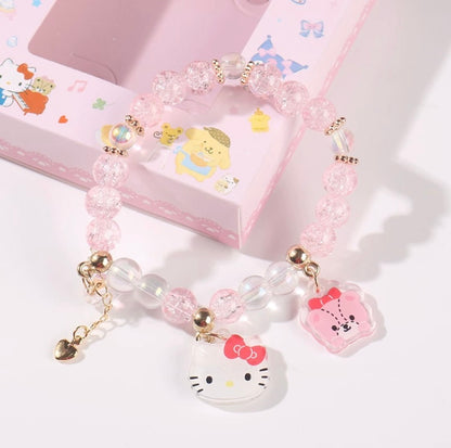 Sanrio Hello Kitty My Melody Kuromi Cinnamoroll Acrylic & Crystals Bracelet