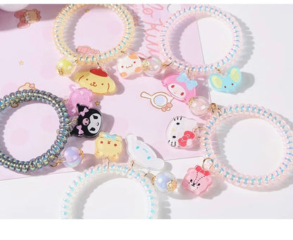 Sanrio Hello Kitty My Melody Kuromi Cinnamoroll Pompompurin Pochacoo Hair Tie Bobble & Bracelet