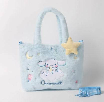 Sanrio Hello Kitty My Melody Kuromi Cinnamoroll Fluffy Shopping Totes Shoulder Bag with Strap