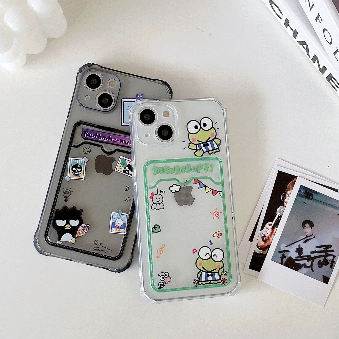 Japanese Cartoon Keroppi Bad Badtz Maru XO Card Photo Holder iPhone Case 7 8 PLUS X 11 12 13 14 15 Pro Promax