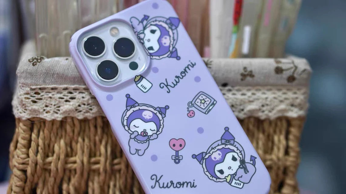 Japanese Cartoon KU Baby Purple iPhone Case PLUS XS XR X 11 12 13 14 15 Pro Promax
