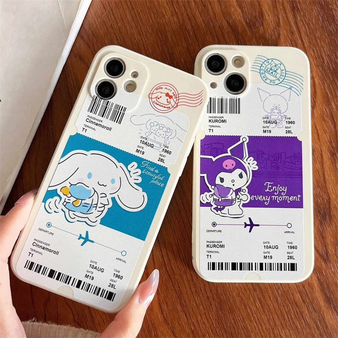 Japanese Cartoon Travel Ticket KU CN iPhone Case 6 7 8 XS XR X 11 12 13 14 15 Pro Promax 12mini 13 mini