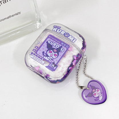 Japanese Cartoon KU with Heart Glitter Purple Bling Bling AirPods AirPodsPro AirPods3 Case