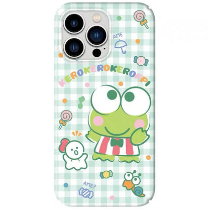 Japanese Cartoon Keroppi with friends Green iPhone Case PLUS XS XR X 11 12 13 14 15 Pro Promax