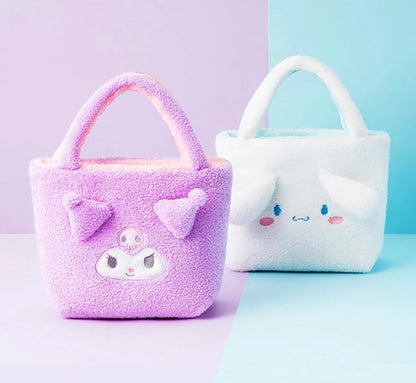 Sanrio Double Face My Melody & Kuromi - Cinnamoroll & Pochacco Fluffy Hand Tote Bag