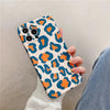 Korea Style Leopard Orange Blue iPhone Case 11 12 13 14 Pro Promax