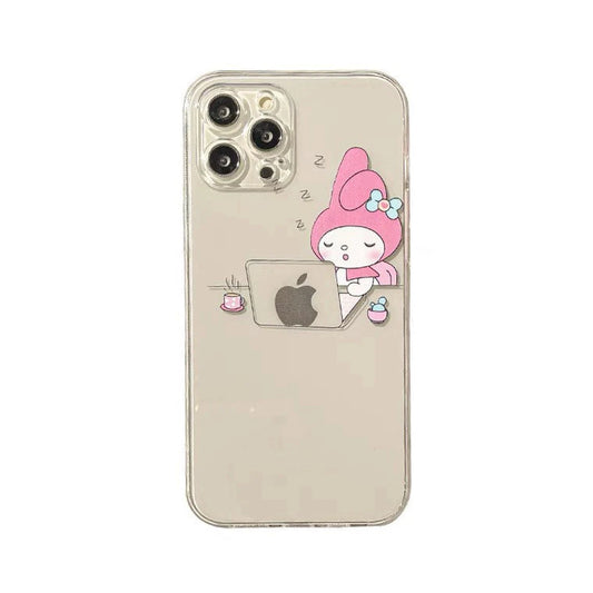 Japanese Cartoon MM Working and Sleeping iPhone Case 6 7 8 PLUS SE2 XS XR X 11 12 13 14 15 Pro Promax 12mini 13mini