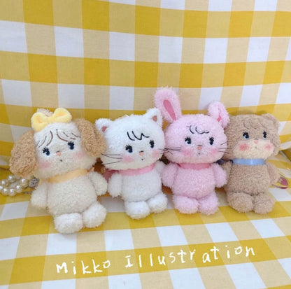 Mikko illustration Plush Doll Keychain Bear Latte Dog Souffie Kitten Mousse Rabbit Cammy