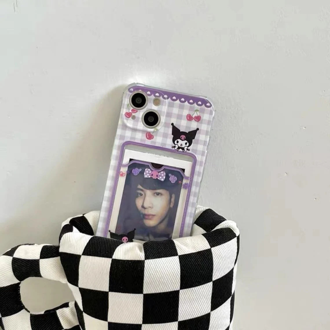 Japanese Cartoon MM Pink KU Purple Card Photo Holder iPhone Case 7 8 PLUS X 11 12 13 14 15 Pro Promax