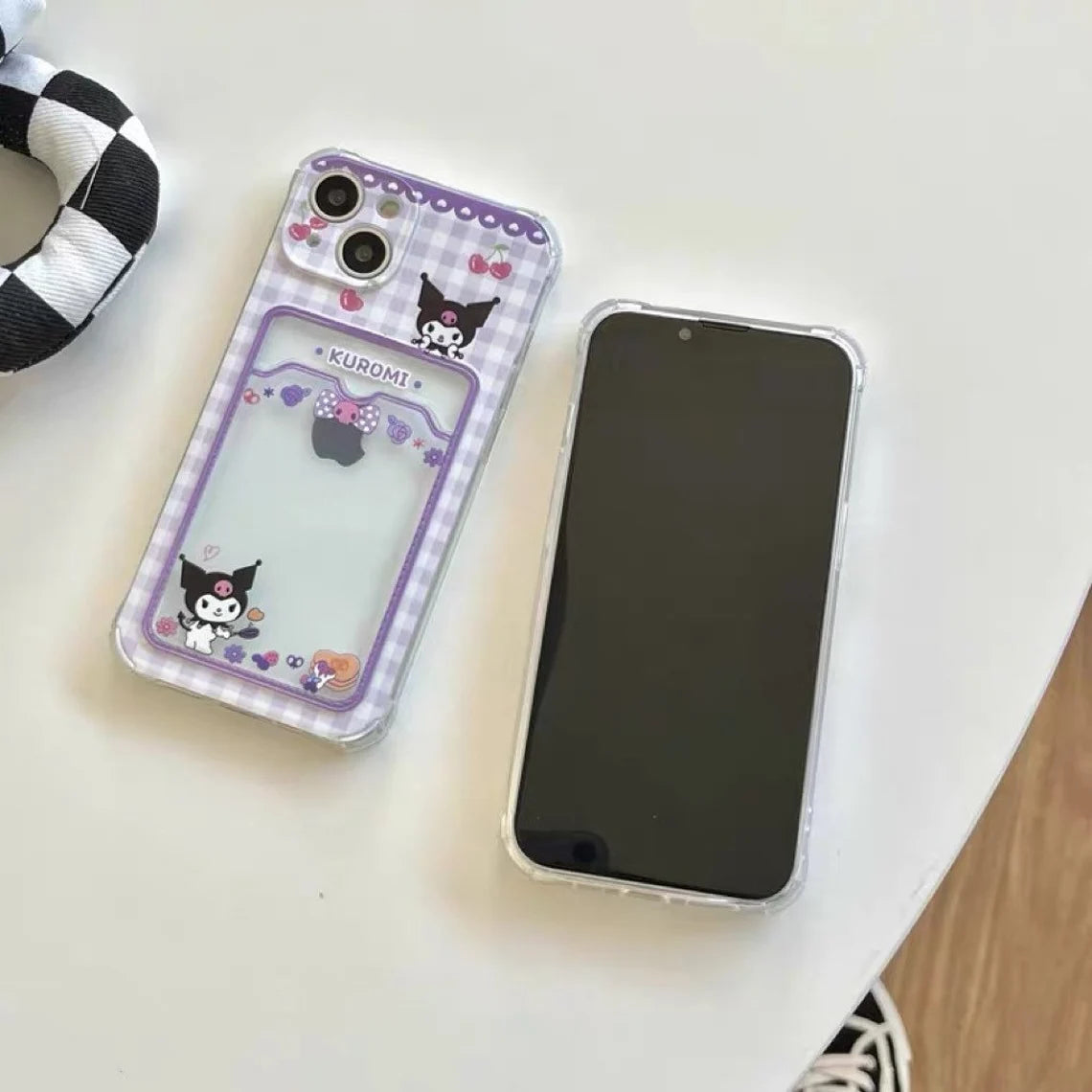 Japanese Cartoon MM Pink KU Purple Card Photo Holder iPhone Case 7 8 PLUS X 11 12 13 14 15 Pro Promax