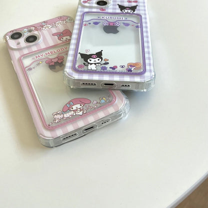 Japanese Cartoon MM Pink KU Purple Card Photo Holder iPhone Case 7 8 PLUS X 11 12 13 14 15 Pro Promax