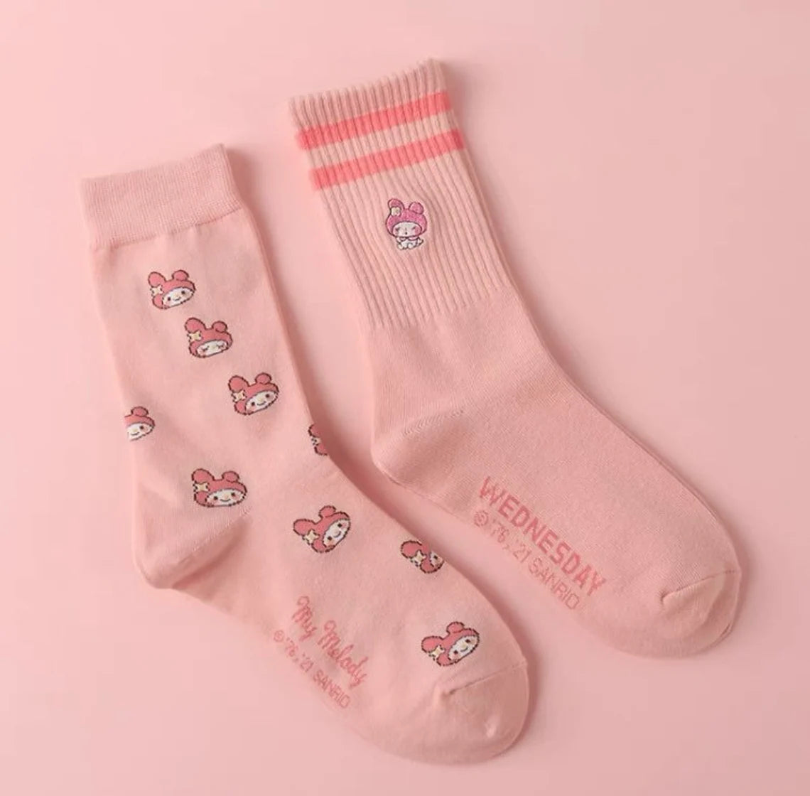 Set of 2 My Melody & Piano Wednesday Socks Sanrio