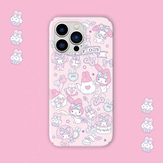 Japanese Cartoon MM & Piano Tea Party Pink iPhone Case PLUS XS XR X 11 12 13 14 15 Pro Promax