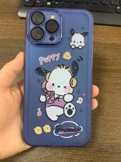 Japanese Cartoon Cute PC Listen Music Matt Full Protect Design iPhone Case PLUS XS XR X 11 12 13 14 15 Pro Promax