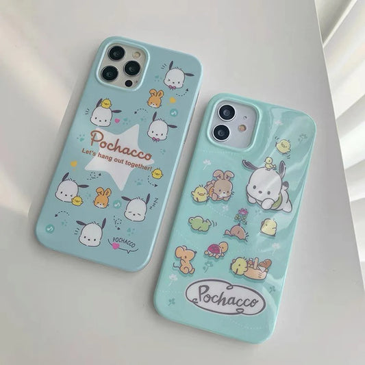 Japanese Cartoon Cute PC Star Blue and PC with Friends Mint Soft iPhone Case 12 13 14 Pro Promax