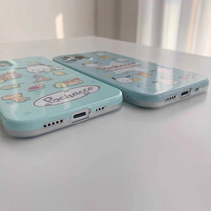 Japanese Cartoon Cute PC Star Blue and PC with Friends Mint Soft iPhone Case 12 13 14 Pro Promax