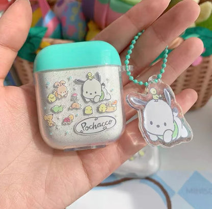 Japanese Cartoon PC with friends AirPods AirPodsPro AirPods3 AirPodsPro2 Case White and Mint Green